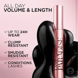 L'Oréal Paris Lash Paradise 24 Hour, Volumizing and Lengthening Black Mascara- Washable
