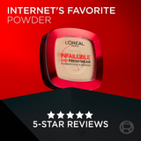 L’Oréal Paris Infallible Up to 24H Fresh Wear Foundation in a Powder- Waterproof, Heatproof, Sweatproof.