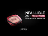 L’Oréal Paris Infallible Up to 24H Fresh Wear Foundation in a Powder- Waterproof, Heatproof, Sweatproof.