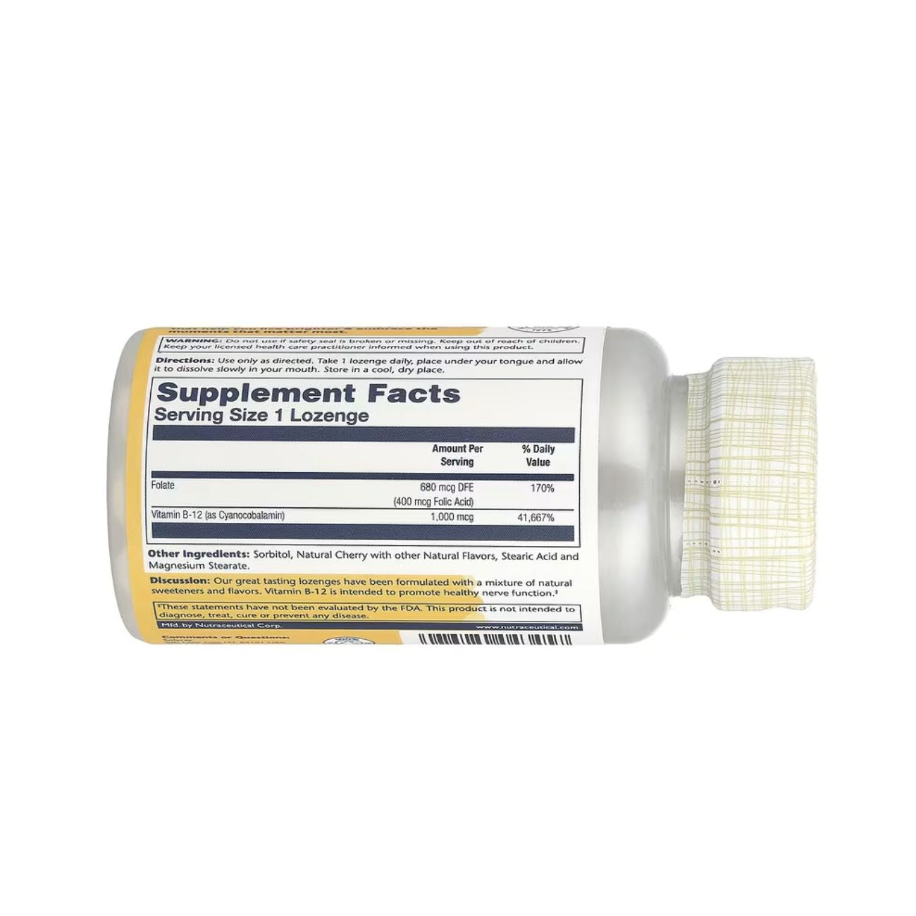 Vitamin B-12 1000mcg Plus Folic Acid in a Base of Sorbitol and Natural Cherry Flavor