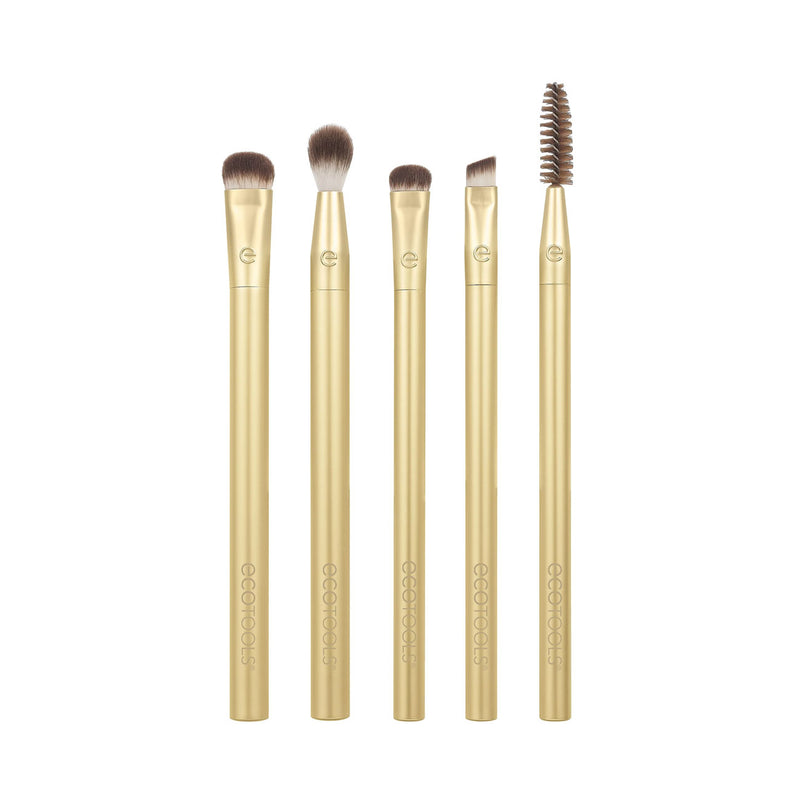 Precious Metals Brightening Eye Makeup Brush Set - 5 Eye Brsuh Essentials