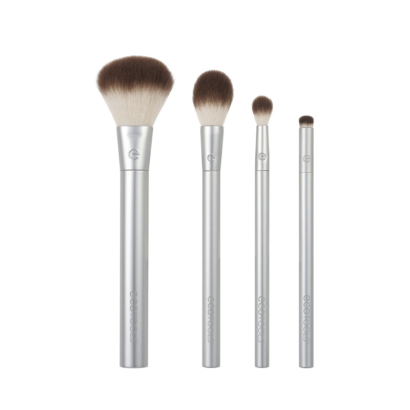 Precious Metals Cheek + Eye Highlight Makeup Brush Set - 4 Brush Essentials