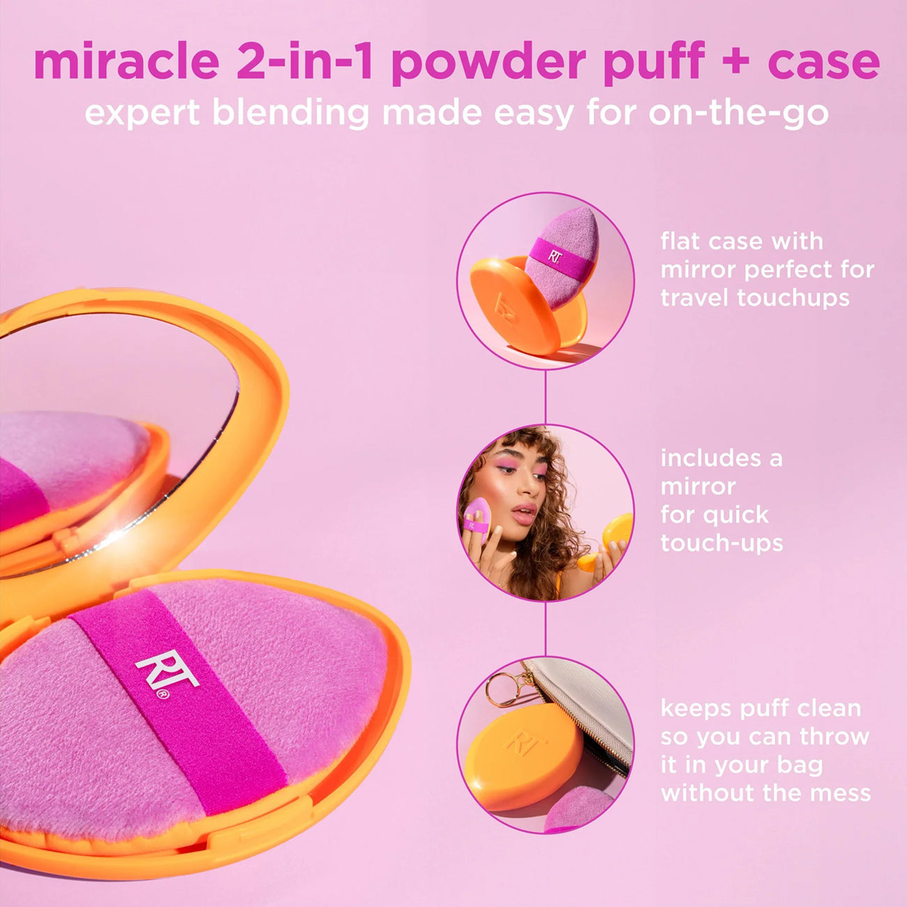 Miracle 2 In 1 Powder Puff + Travel Case