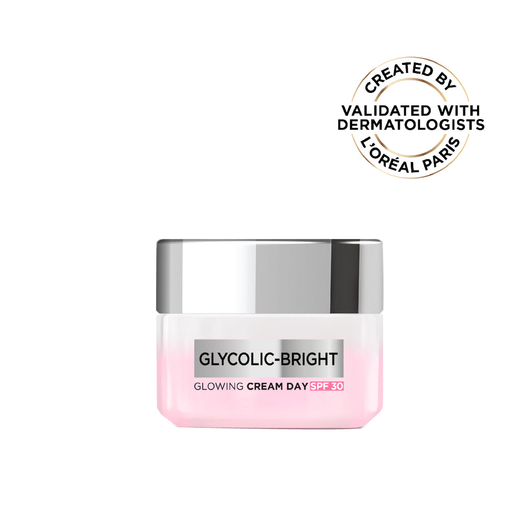 L’Oréal Paris, Glycolic-Bright Glowing Day Cream, for Dark Spots Reduction, Glow Boosting and Skin Tone Evenness, SPF 30, 50ml