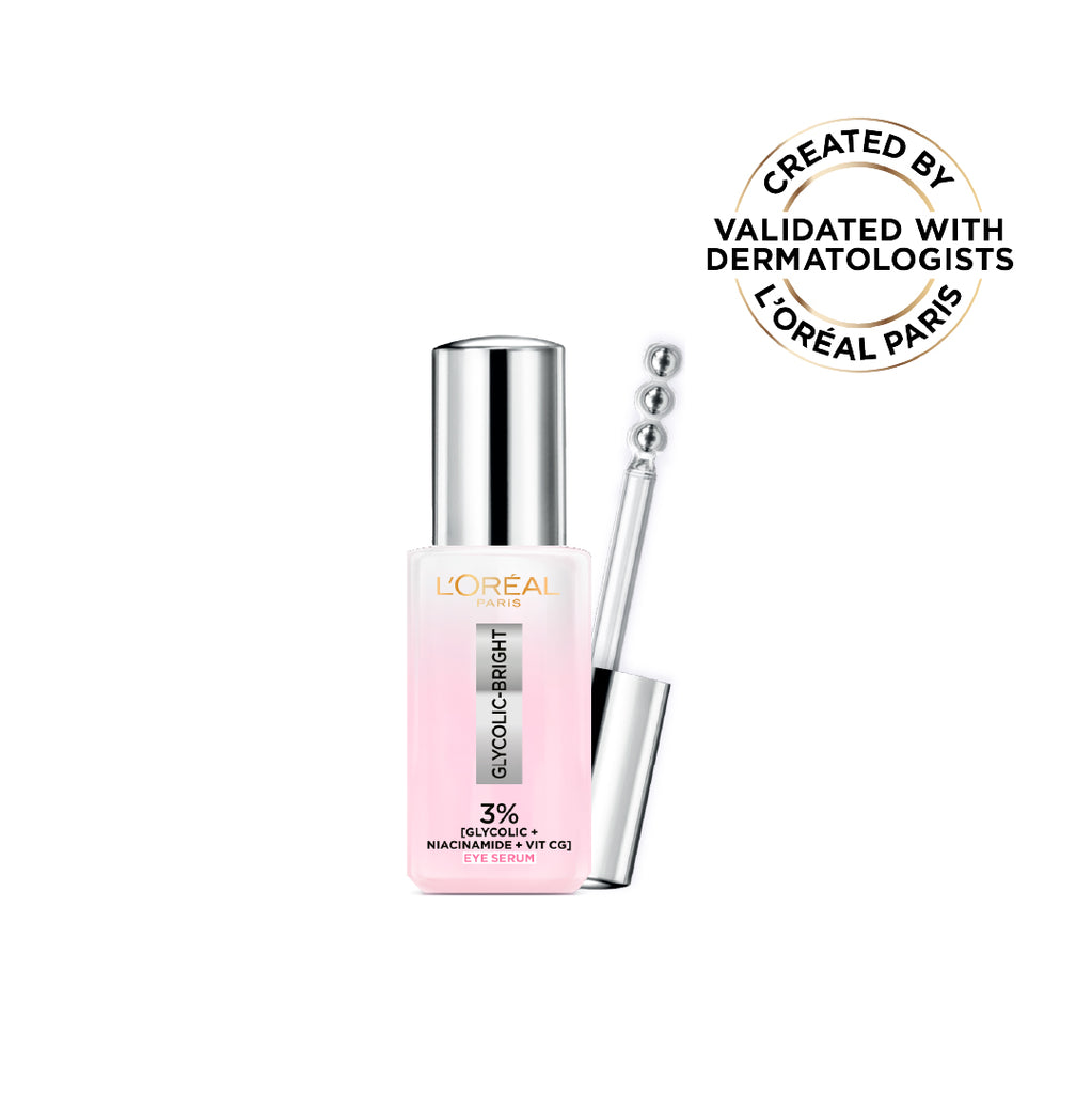 Glycolic Bright Eye Serum, with 3% (Glycolic Acid  + Vitamin CG + Niacinamide], for Dark Circles and Under Eyes Brightening, 20ml