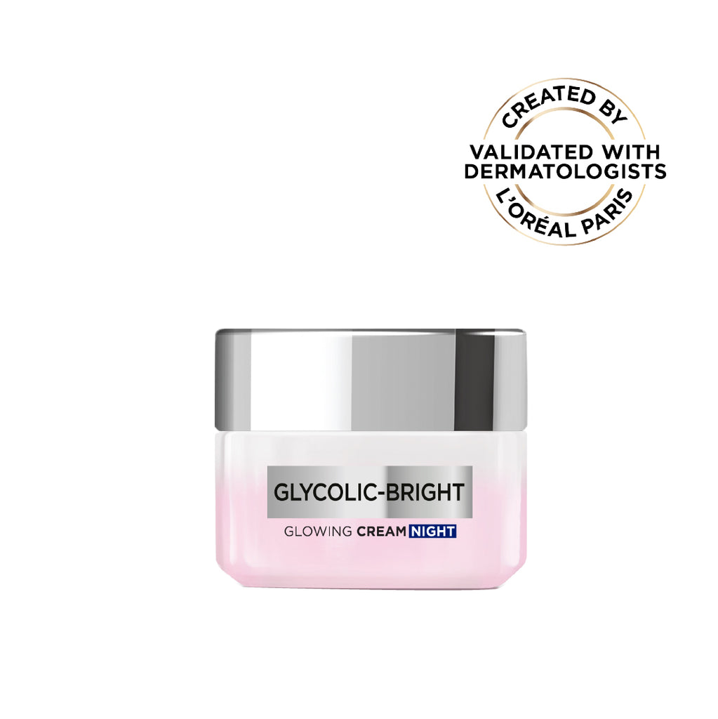 L’Oréal Paris, Glycolic-Bright Glowing Night Cream, for Dark Spots Reduction, Glow Boosting, and Skin Tone Evenness, 50ml