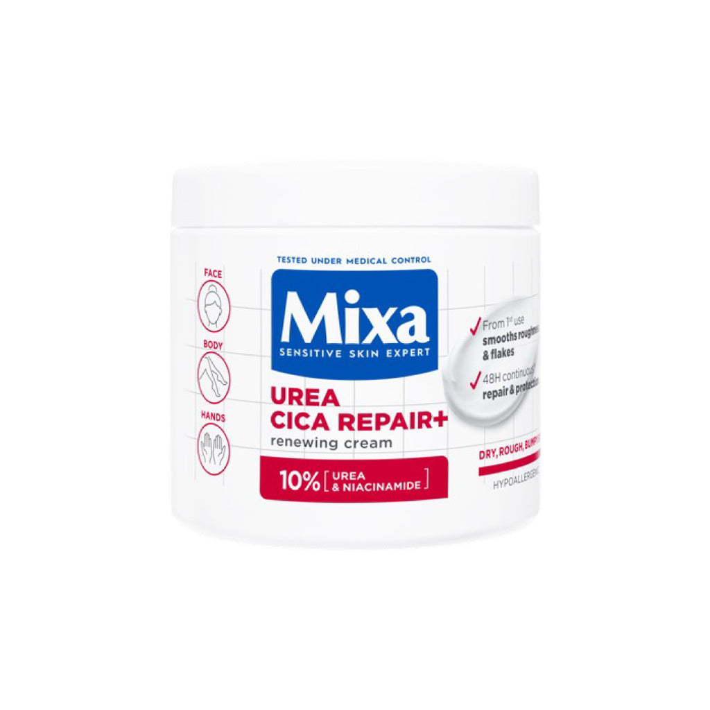Mixa Urea Cica Repair Cream Jar - For Keratosis Pilaris, Dry Rough Fragile Skin & Tiny Reddish Bumps - For Face, Hands & Body