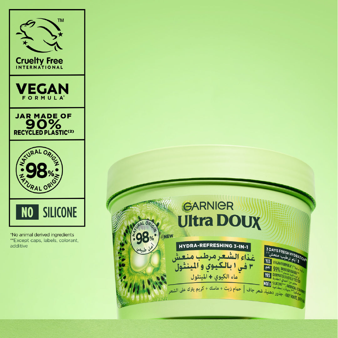 Garnier Ultra Doux Hair Food Kiwi Hydrating Hair Mask for Oily Roots & Dry Hair