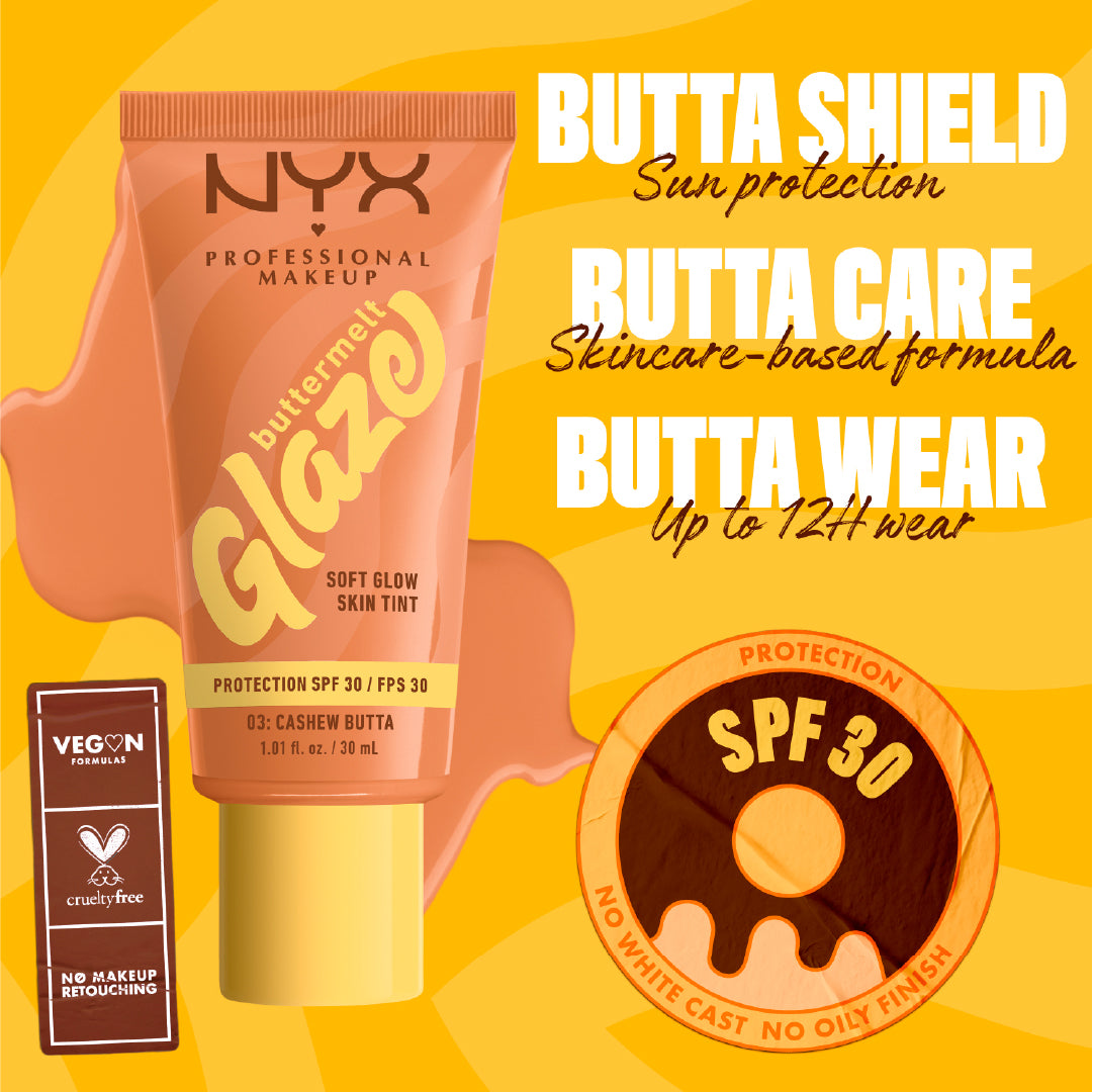 Buttermelt Glaze Soft Glow Skin Tint + SPF/FPS 30, Foundation, 12h Wear