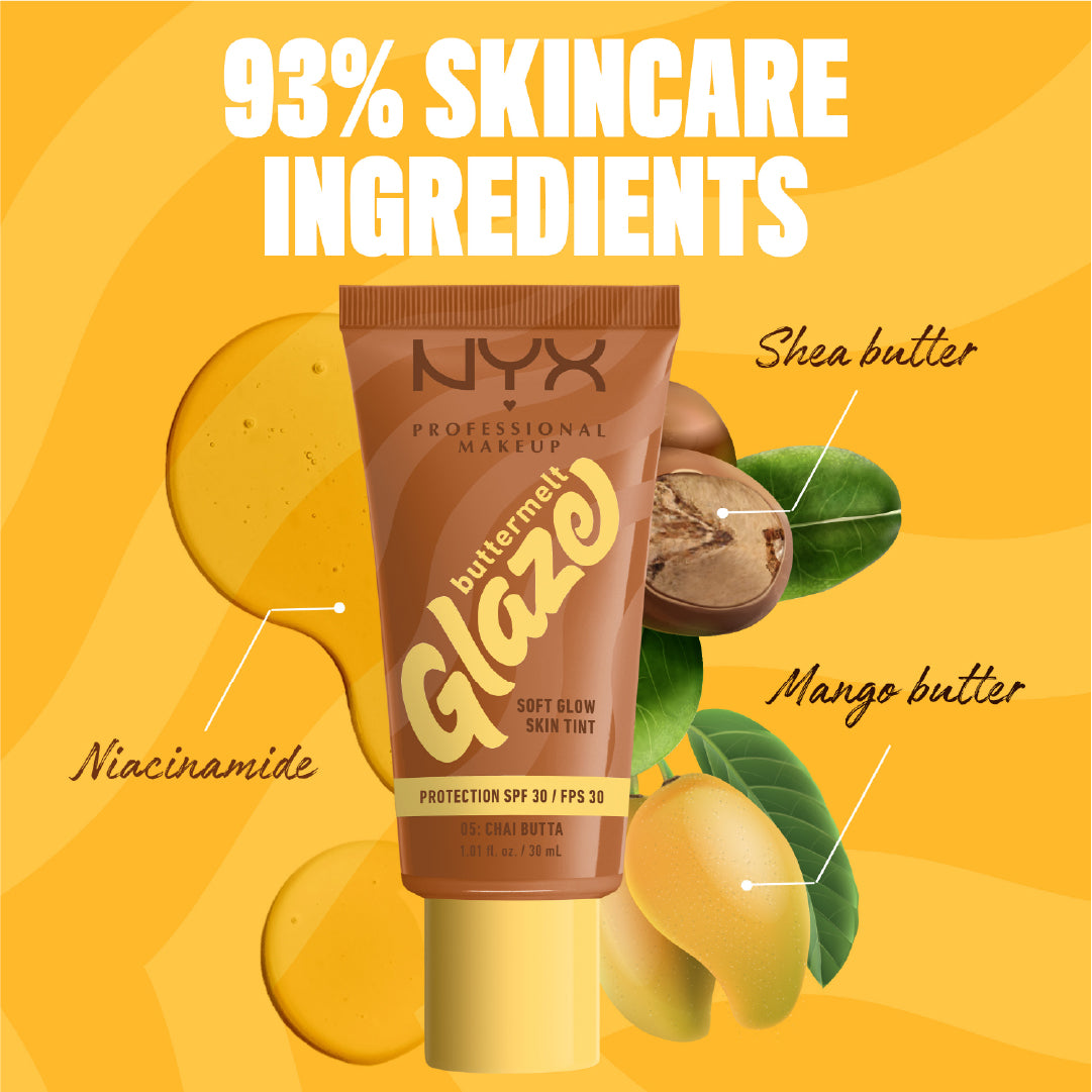 Buttermelt Glaze Soft Glow Skin Tint + SPF/FPS 30, Foundation, 12h Wear