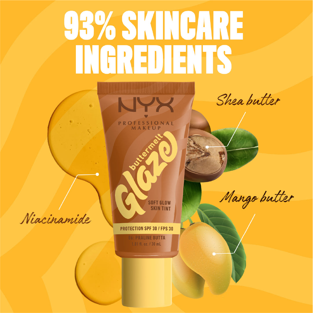 Buttermelt Glaze Soft Glow Skin Tint + SPF/FPS 30, Foundation, 12h Wear