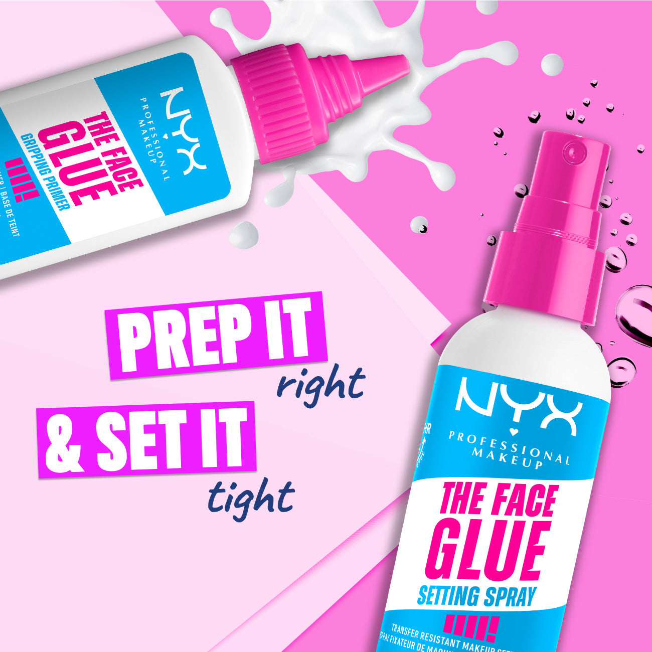 The Face Glue Setting Spray, Transfer-Resistant Waterproof Setting Spray, Up to 24HR Make Up Wear