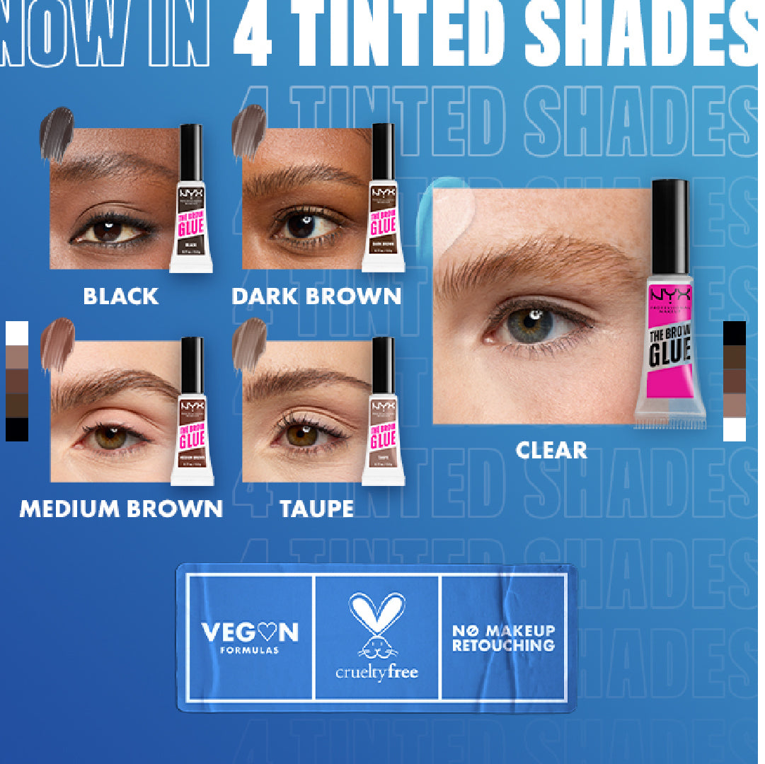 The Brow Glue Extreme Hold Eyebrow Setting Gel, 16 Hour Hold, Vegan Formula, Natural Finish, Brush Applicator
