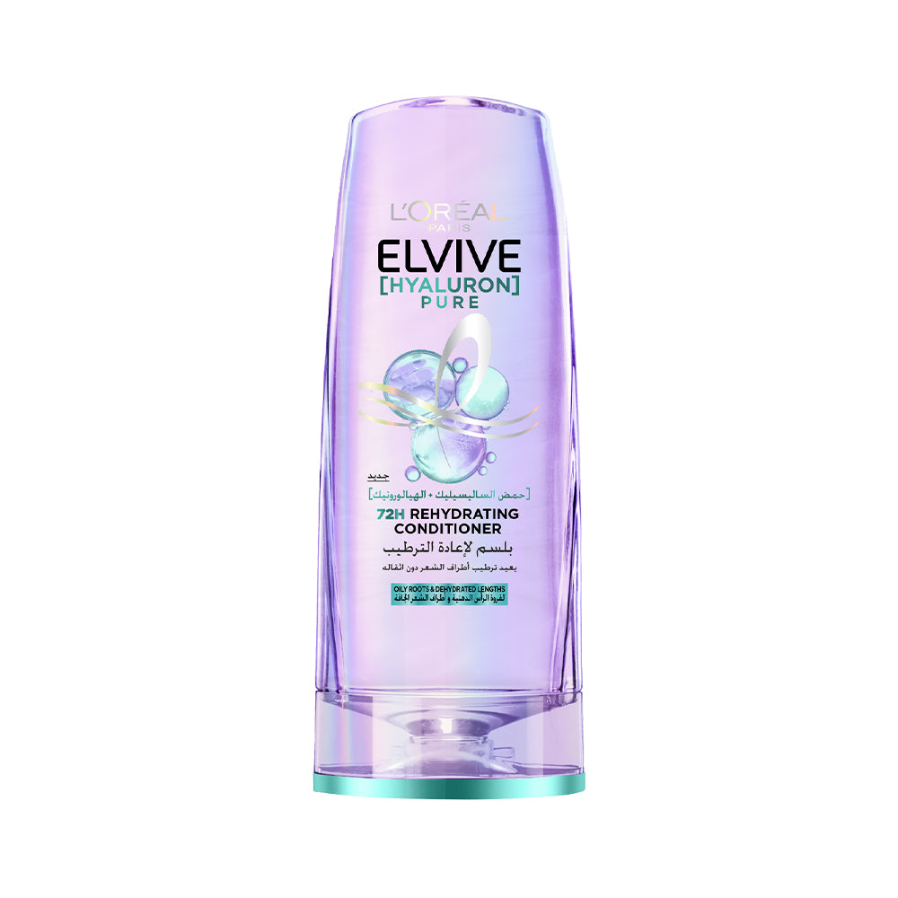 L’Oréal Paris Elvive Hyaluron Pure 72h Rehydrating Conditioner for Oily Scalp & Dehydrated Lengths