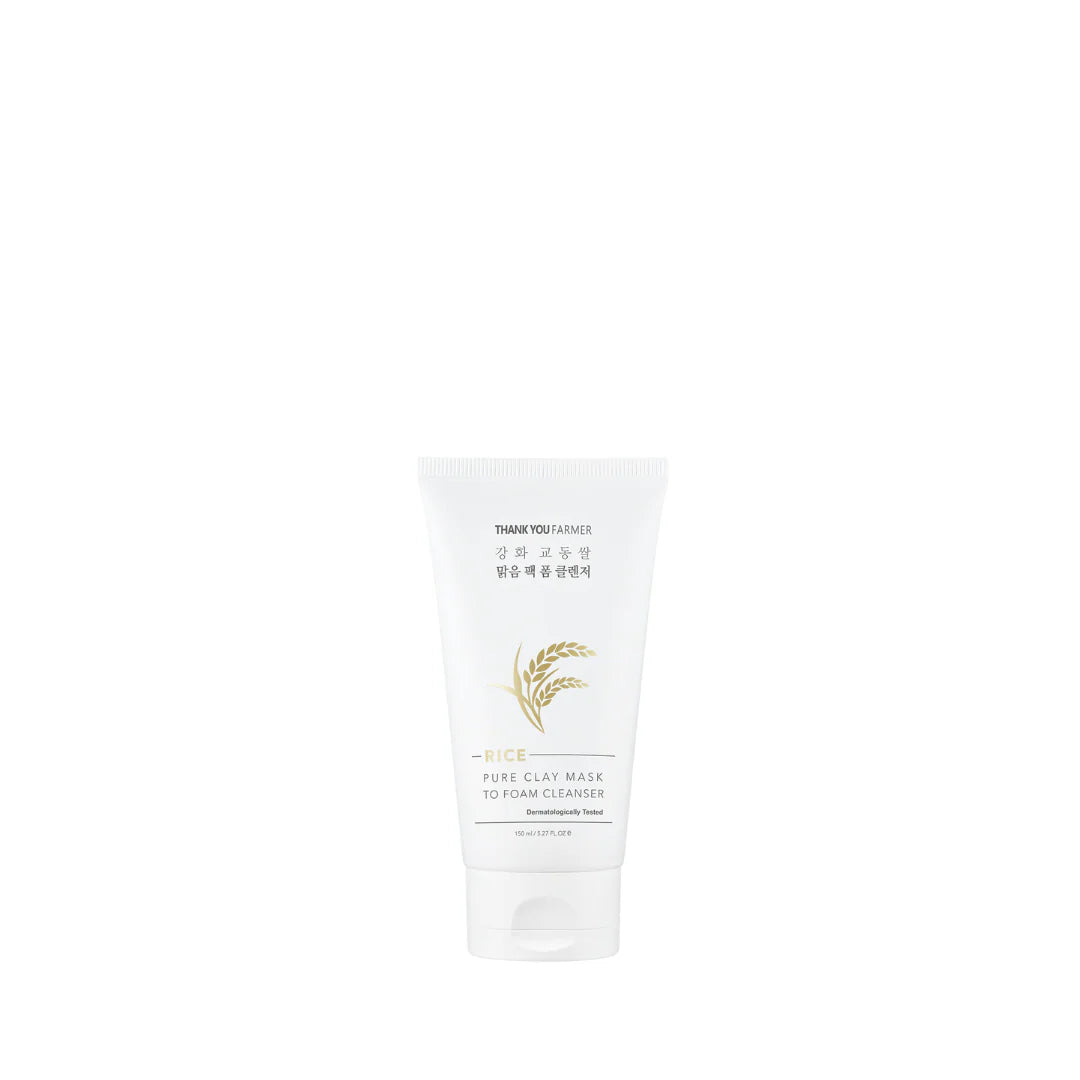 Rice Pure Clay Mask to Foam Cleanser