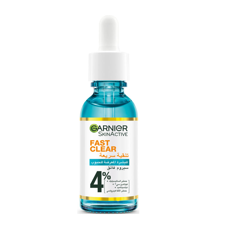 Garnier Fast Clear 4% Salicylic Acid, Vitamin C, Niacinamide, AHA - Anti-Acne Treatment Booster Serum