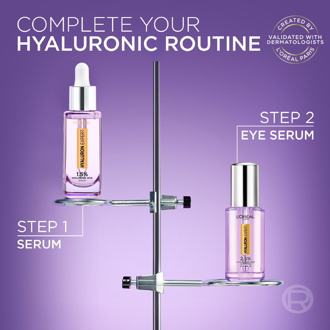 Hyaluron Expert Eye Serum, Targeted Eye Contour Treatment for Hydration and Plump, with Hyaluronic Acid and Caffeine, 20ml