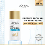 L’Oréal Paris, UV Defender, Aquafusion Daily Water Gel Sunscreen, SPF50+ PA++++, Defends from all UV aging signs, Absorbs in 3 Seconds, 50ml