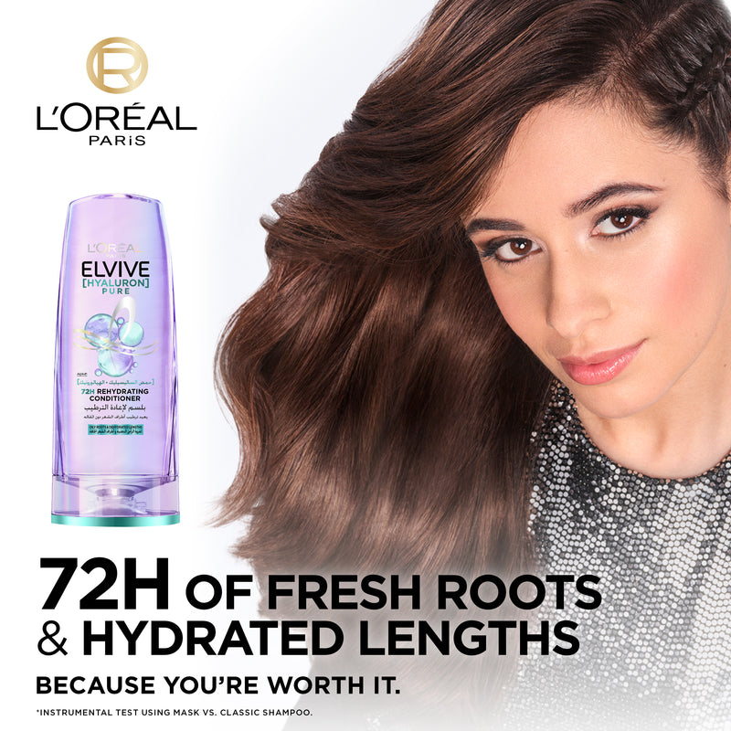 L’Oréal Paris Elvive Hyaluron Pure 72h Rehydrating Conditioner for Oily Scalp & Dehydrated Lengths