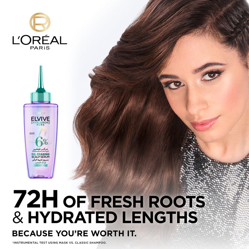 L'Oréal Paris, Hyaluron Pure Oil Erasing Scalp Serum with Salicylic Acid, for Oily Roots and Dehydrated Lengths