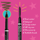Micro Brow Pencil, Ultra-Fine, Dual-Ended, Precise Eyebrow Pencil with Retractable Tip and Spoolie Brush