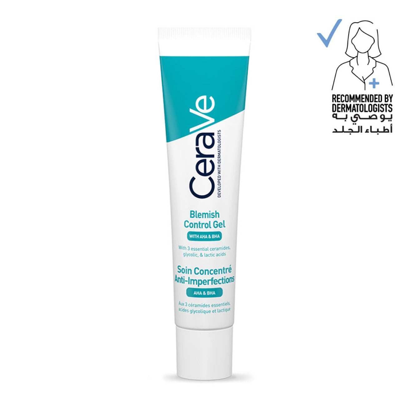 Blemish Control Gel Facial Moisturizer For Acne & Blemishes with Glycolic Acid and Lactic Acid AHA/BHA