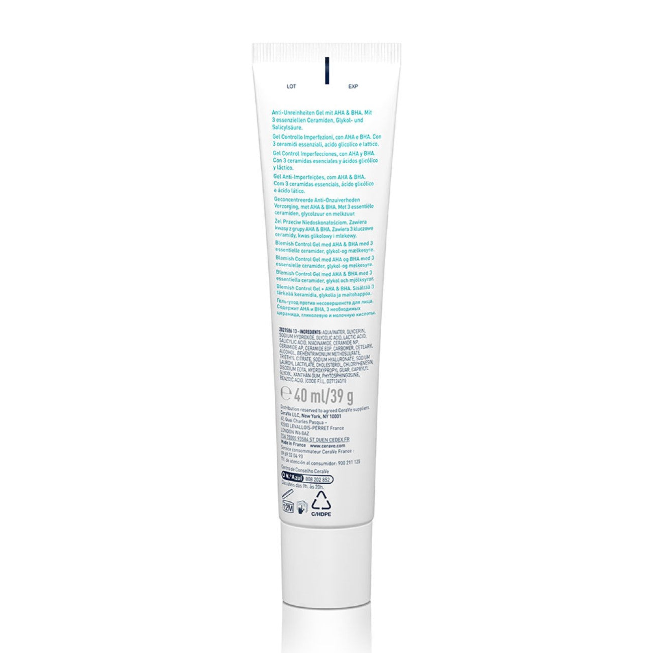 Blemish Control Gel Facial Moisturizer For Acne & Blemishes with Glycolic Acid and Lactic Acid AHA/BHA