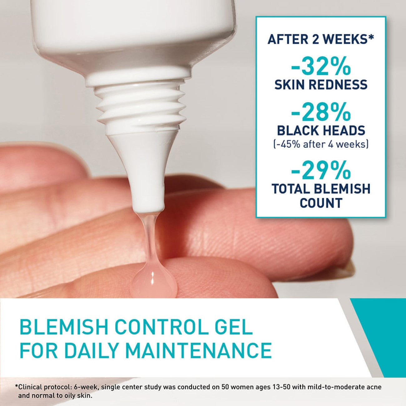 Blemish Control Gel Facial Moisturizer For Acne & Blemishes with Glycolic Acid and Lactic Acid AHA/BHA