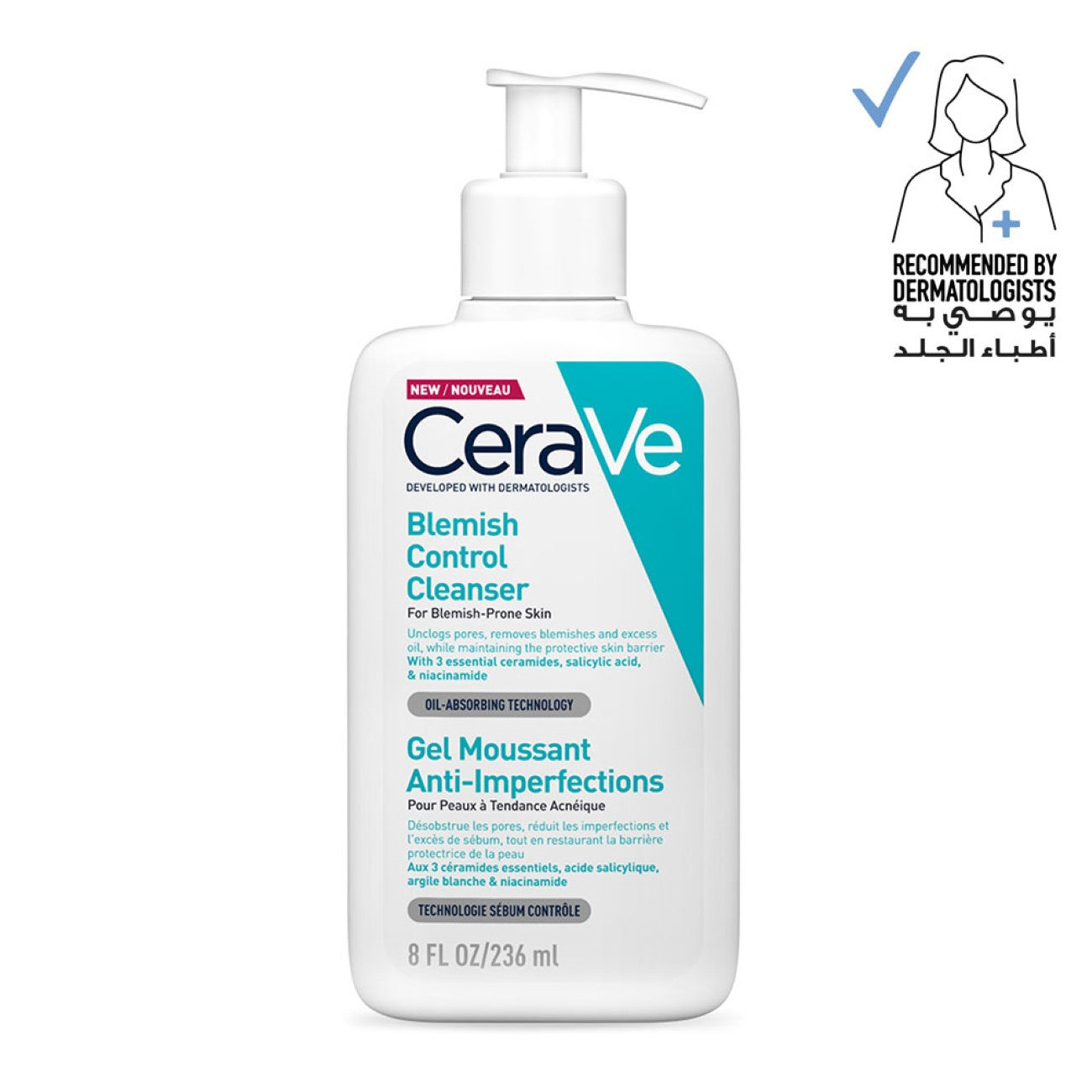 Blemish Control Cleanser Face Wash For Acne & Blemish Prone Skin with 2% Salicylic Acid, Niacinamide and Ceramides