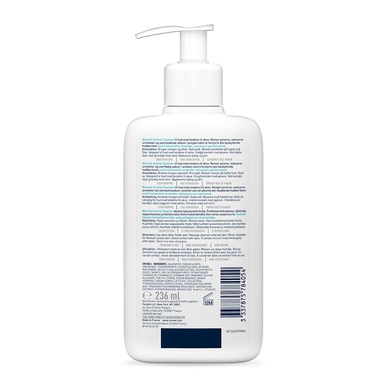 Blemish Control Cleanser Face Wash For Acne & Blemish Prone Skin with 2% Salicylic Acid, Niacinamide and Ceramides