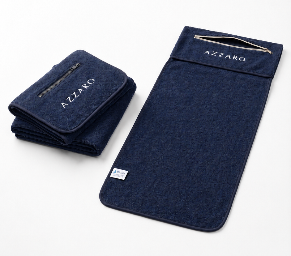Azzaro Blue Navy Gym Towel - Gift