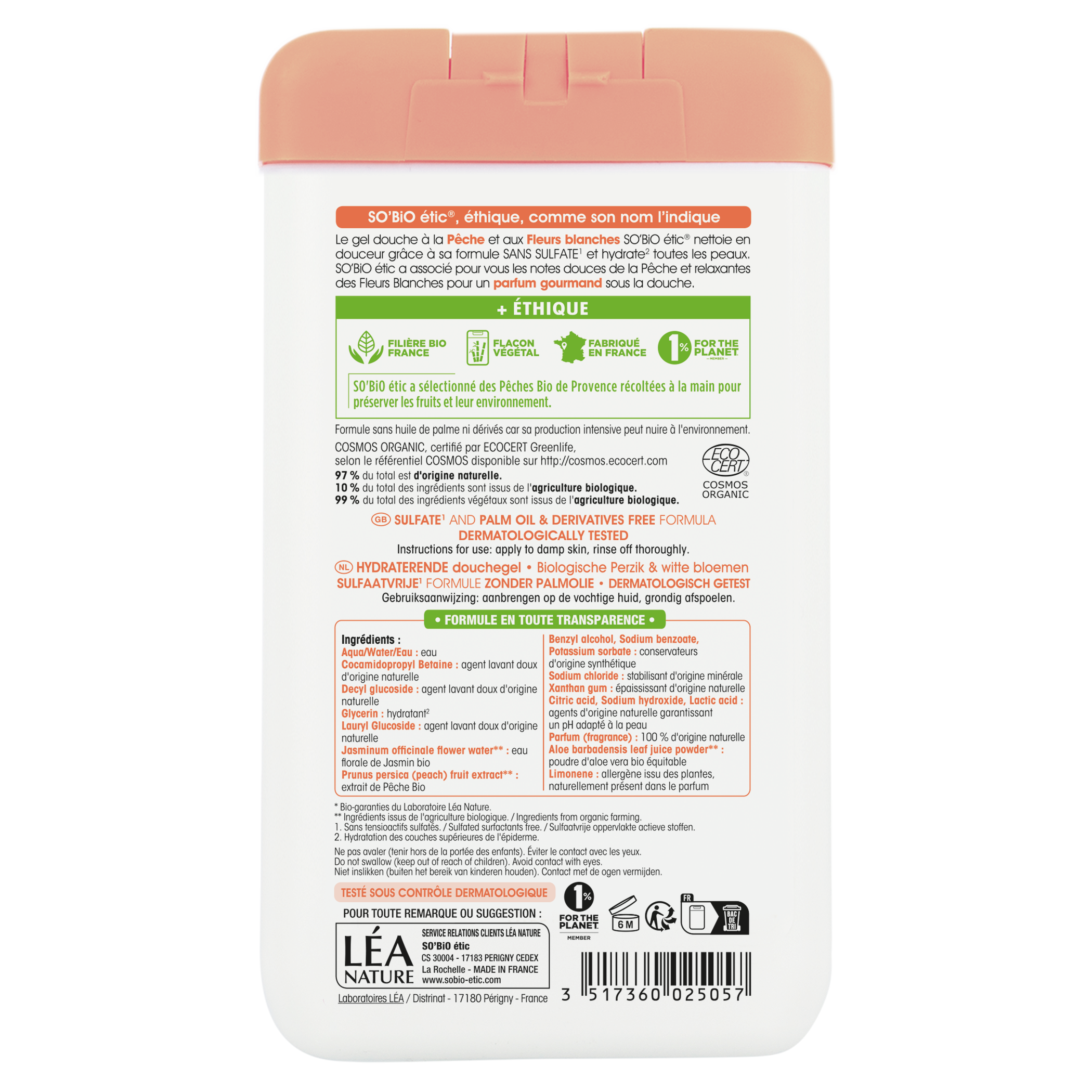 Moisturising Peach & White Flowers Shower Gel