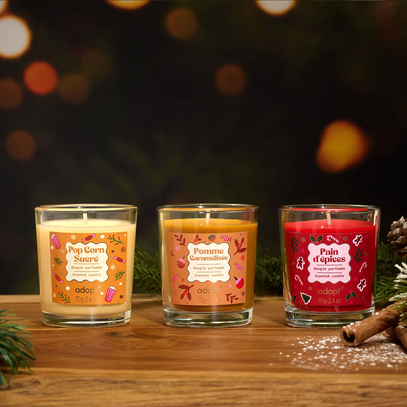 Mini Christmas Candle Set - Apples Popcorn Gingerbread
