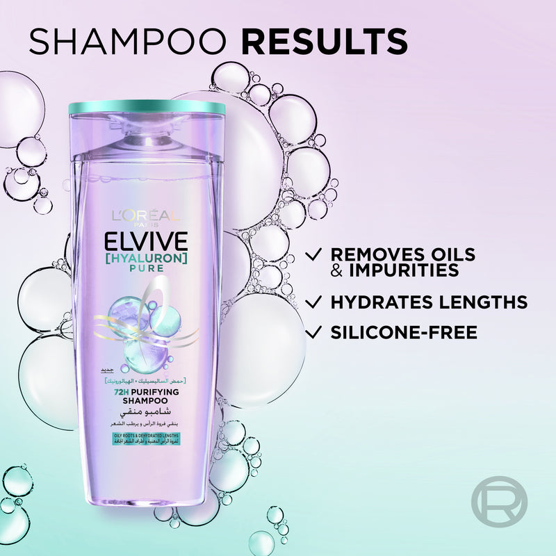 L’Oréal Paris Elvive Hyaluron Pure Purifying Shampoo for Oily Roots And Dehydrated Length