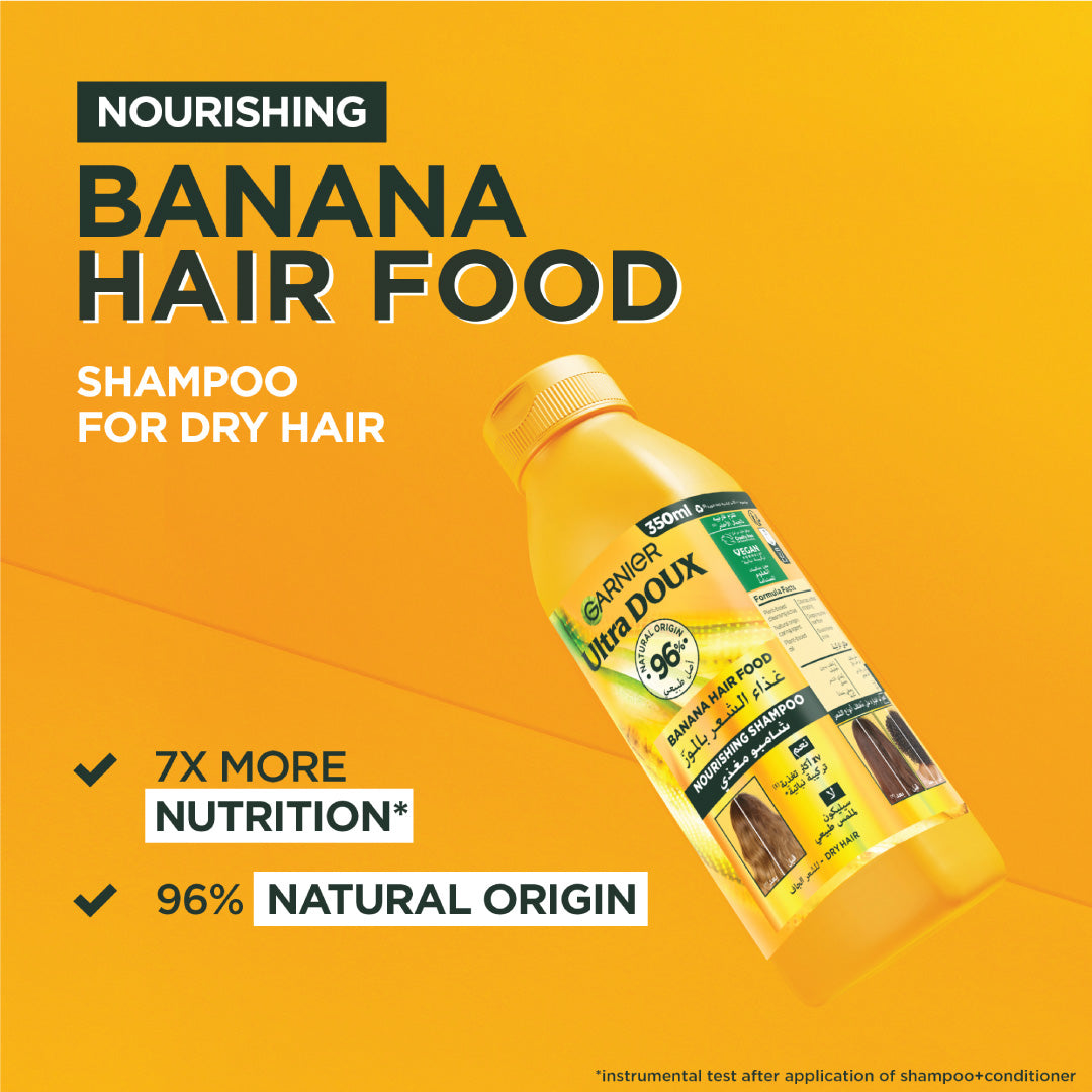 Garnier Ultra Doux Vegan Hair Food Banana and Shea Butter Nourishing Shampoo for Dry Hair