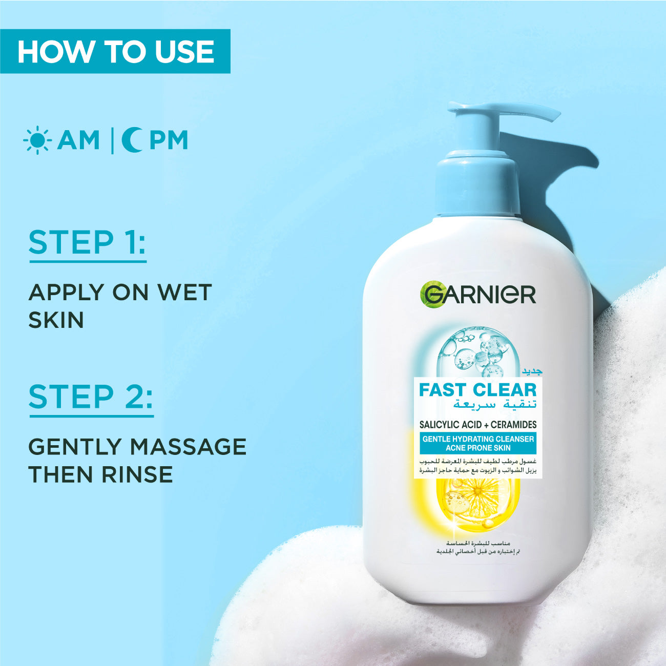 Fast Clear Gentle Cleanser Hydrating Face Wash for Acne Prone Skin