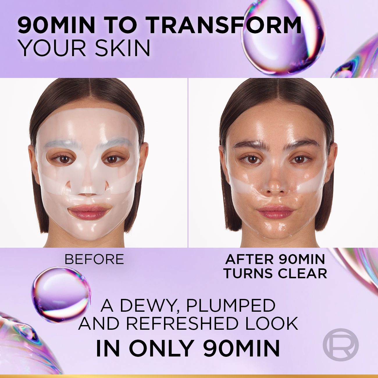 Revitalift Glass Skin Hydrogel Glow Mask, Transform Your Skin For A Dewy, Plumped, Glass Skin In Only 90 Minutes, 1pc.