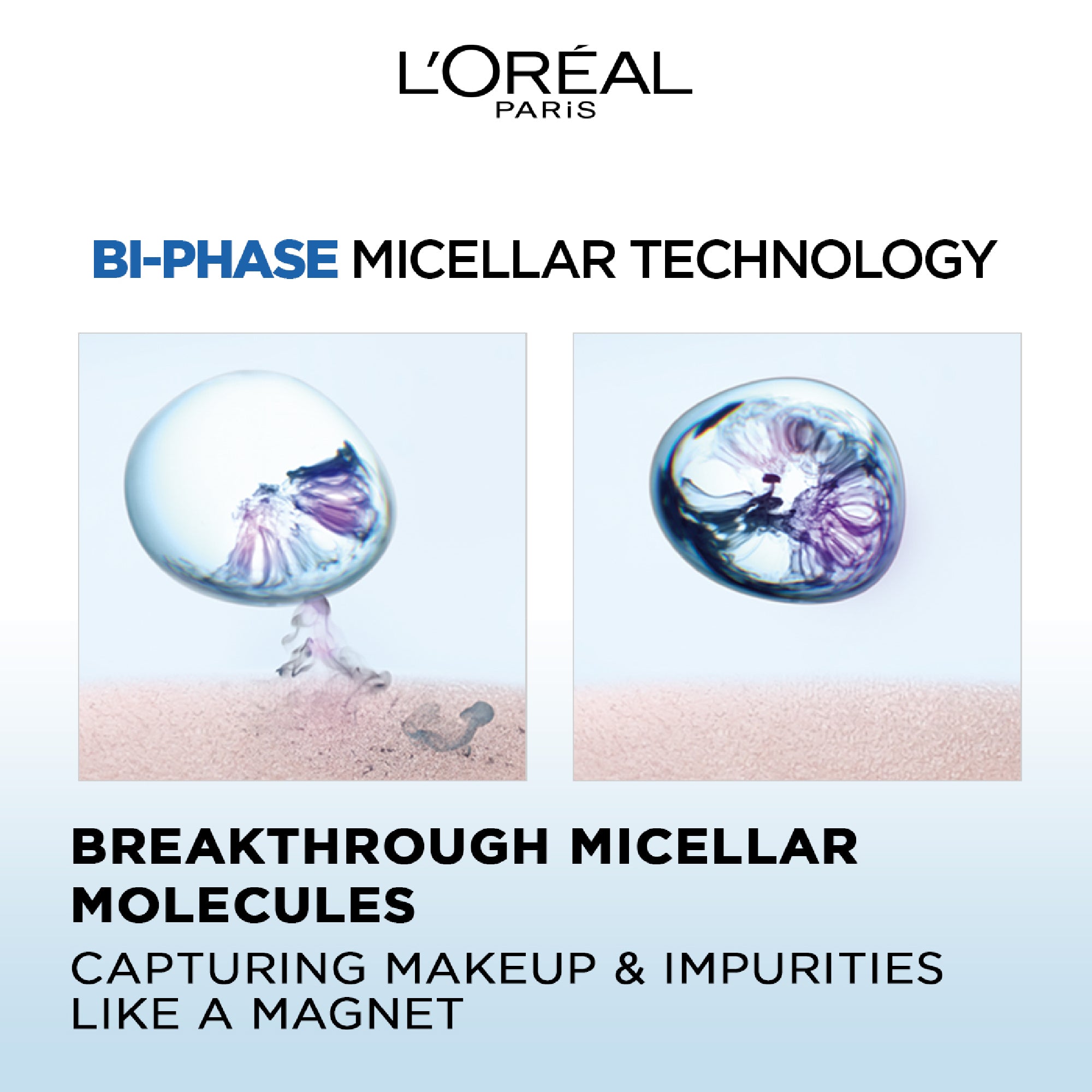 3-in-1 Bi-Phase Micellar Water, Deeply Cleanse, Remove Water Proof Makeup and Soothe, for All Skin Types and Sensitive Skin, 400ml