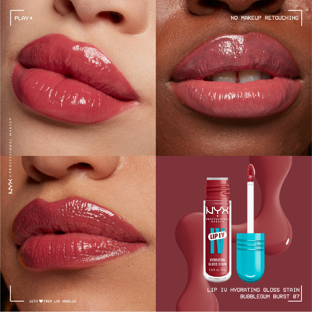 Lip IV Hydrating Gloss Stain, Lip Gloss, Up to 12HR Hydration, High Pigment, Wet Shine Finish