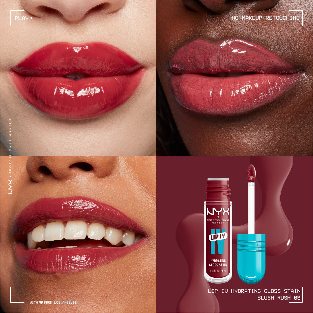 Lip IV Hydrating Gloss Stain, Lip Gloss, Up to 12HR Hydration, High Pigment, Wet Shine Finish