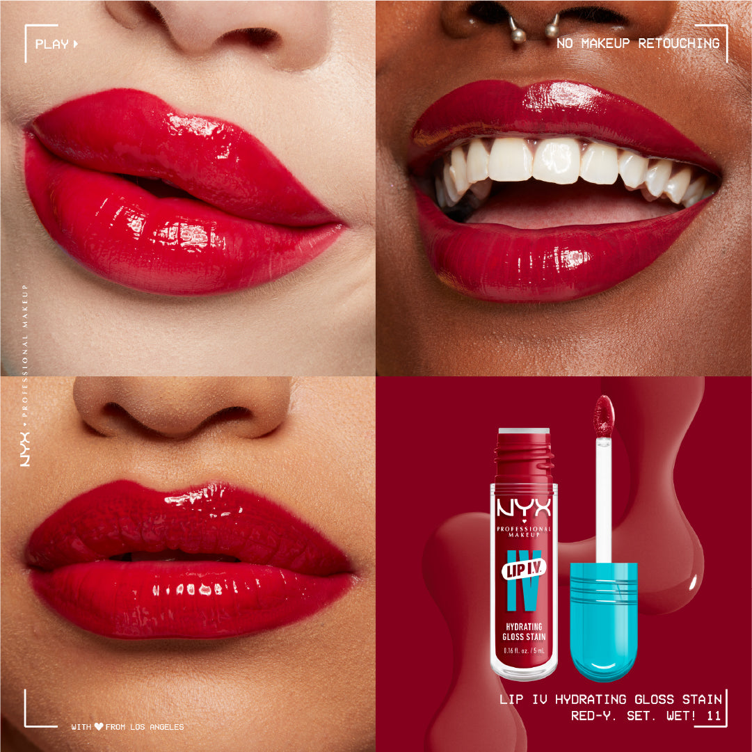 Lip IV Hydrating Gloss Stain, Lip Gloss, Up to 12HR Hydration, High Pigment, Wet Shine Finish