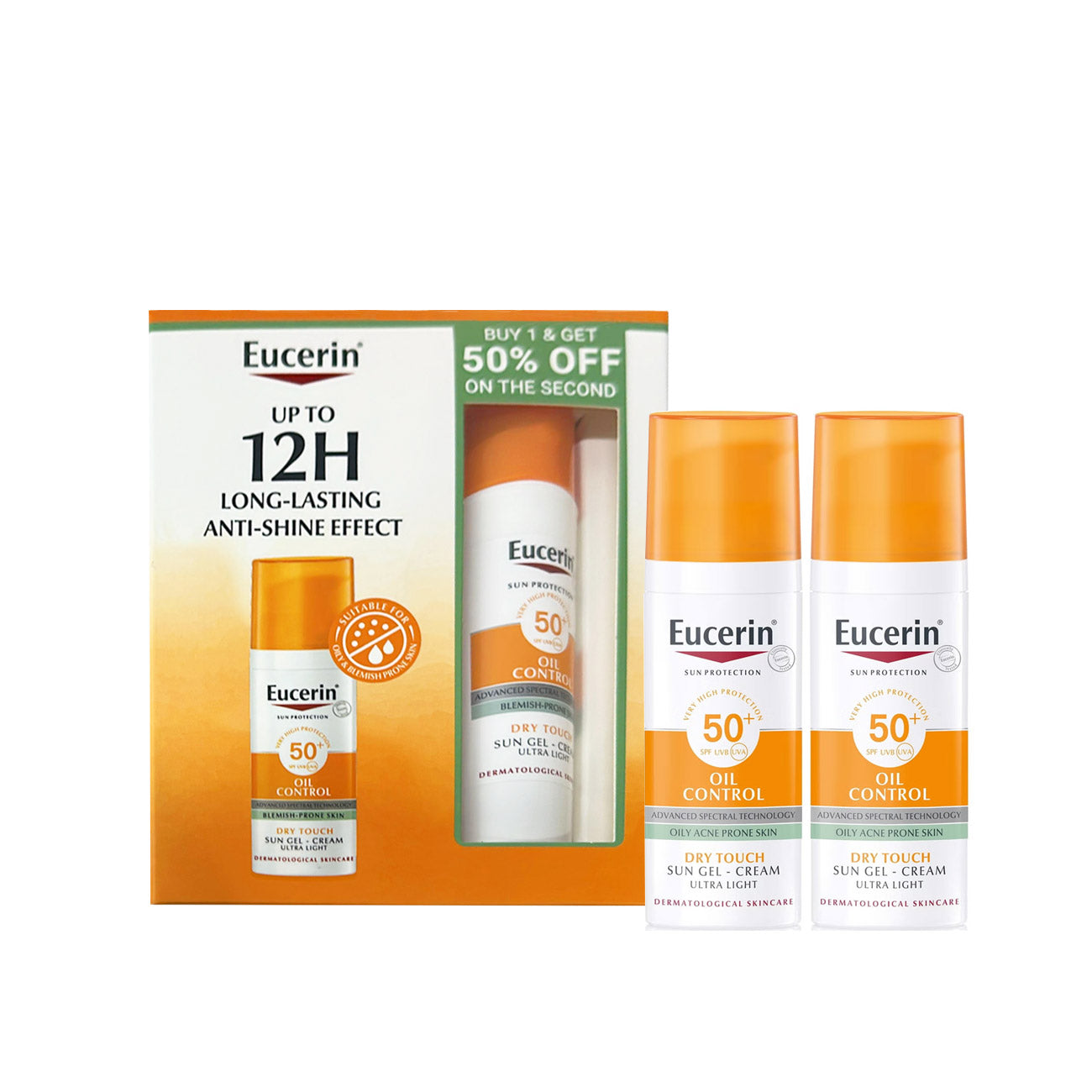 Oil Control Sun Gel Cream Dry Touch SPF50+ Pack Of 2