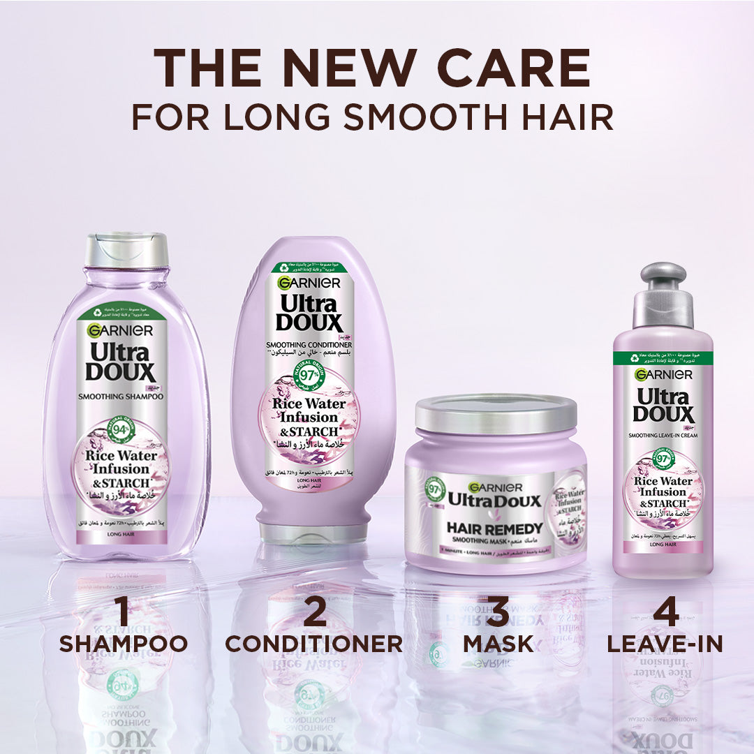 Garnier Ultra Doux Rice Water Infusion & Starch Conditioner, for Long Hair, Smooth and Shine