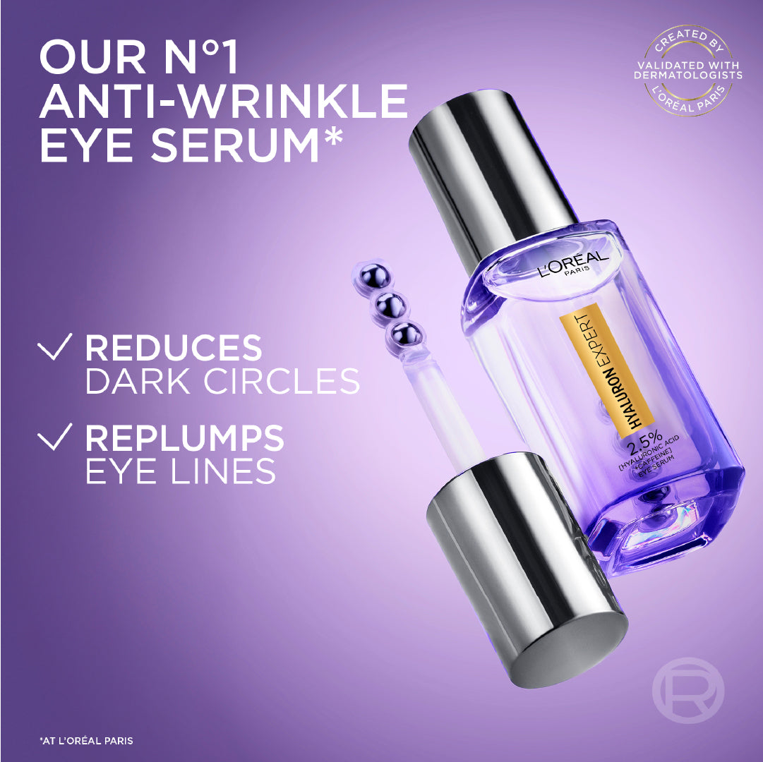 Hyaluron Expert Eye Serum, Targeted Eye Contour Treatment for Hydration and Plump, with Hyaluronic Acid and Caffeine, 20ml