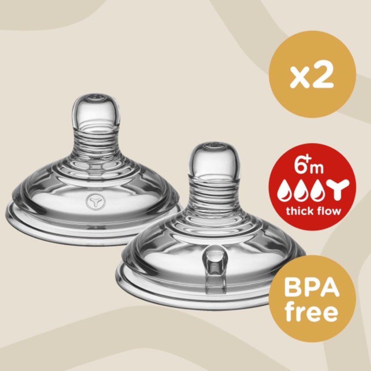 Closer To Nature Thick Feed Teats 6M+ -Pack of 2