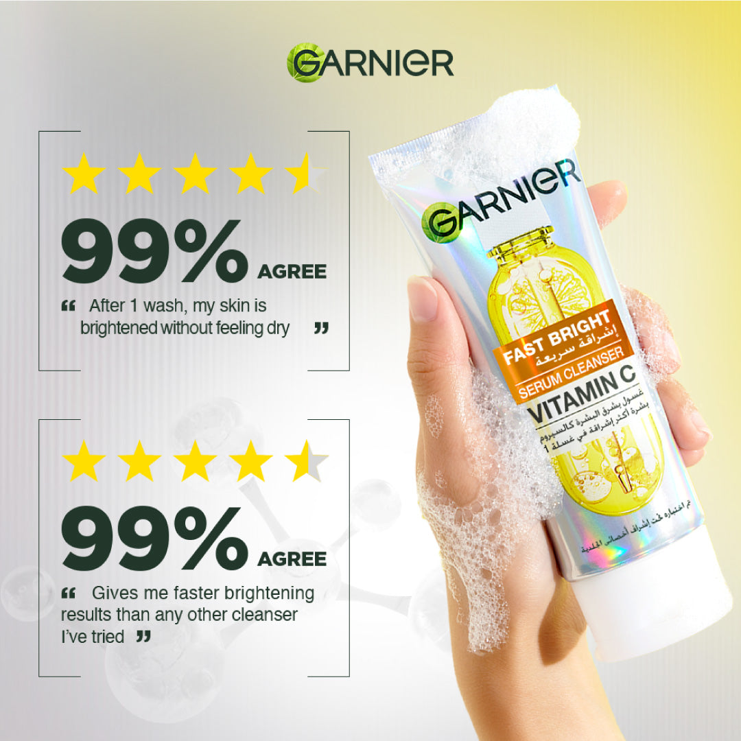 Fast Bright Serum Cleanser - Dual Action Foam Cleanser, Brightens in 1 Wash - For All Skin Types, Even Sensitive Skin