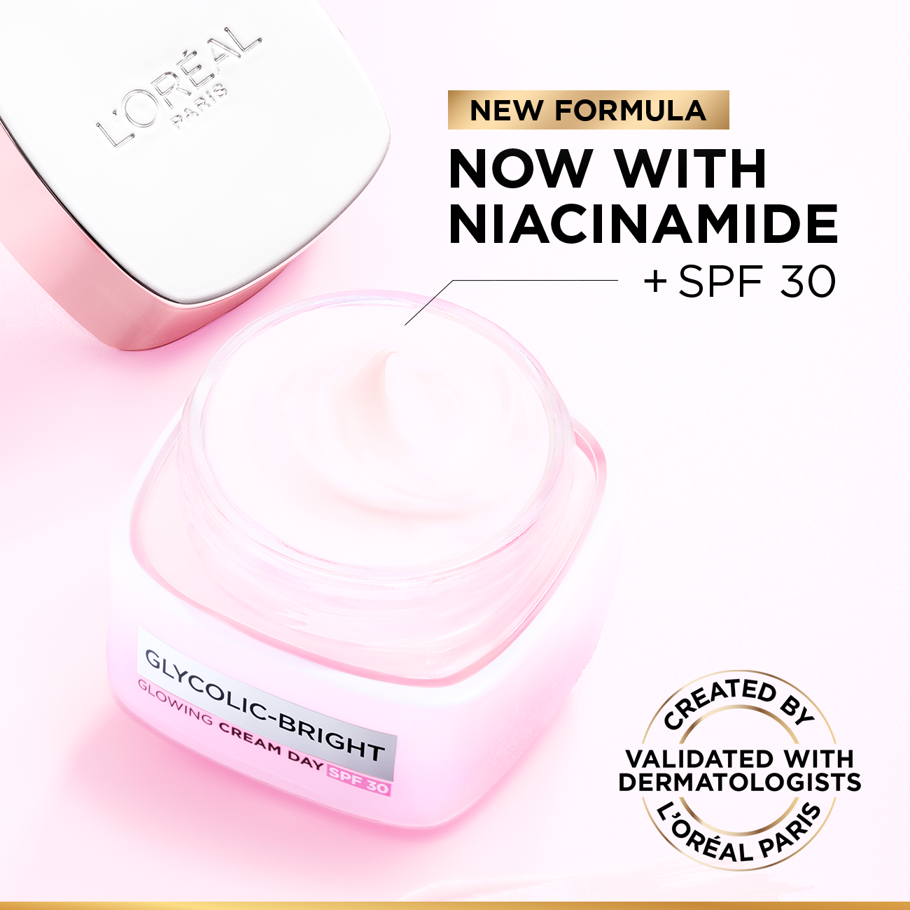 L’Oréal Paris, Glycolic-Bright Glowing Day Cream, for Dark Spots Reduction, Glow Boosting and Skin Tone Evenness, SPF 30, 50ml