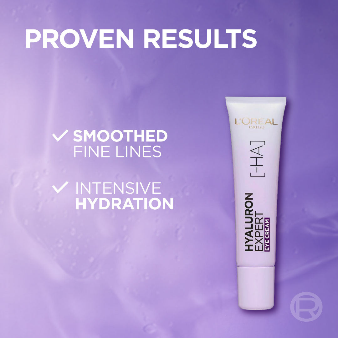 L’Oréal Paris, Hyaluron Expert, Replumping and Moisturizing Eye Cream, against Fine Lines, for Eye-Contour Replumping, with Hyaluronic Acid, 50 ml