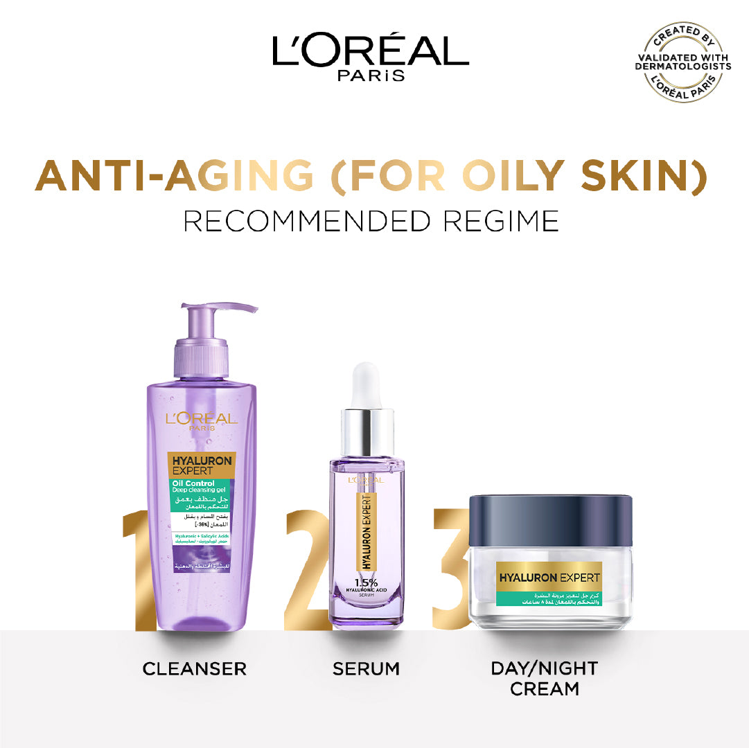 Hyaluron Expert Oil Control Deep Cleansing and Hydrating Gel, With Hyaluronic Acid and Salicylic Acid, for Combination to Oily Skin - 200ml