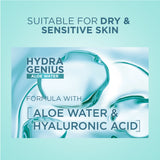 Hydra Genius, Water-Based Gel Facial Moisturiser, with Aloe Vera, for Dry and Sensitive Skin, 70 ml